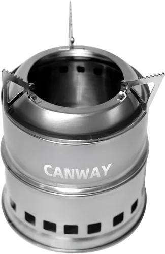 Vista 12 de Canway, estufa de camping portátil, mini estufa de leña para acampar para senderismo, viajes, supervivencia, cocina, estufa de acero inoxidable
