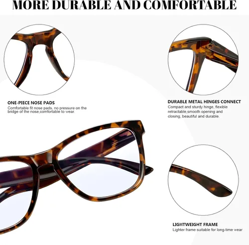Vista 4 de Retro Blue Light Blocking Glasses for Women Men Classic Style Computer TV Eyeglasses Anti Eyestrain