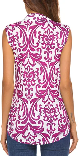 Vista 2 de Halife - Blusa sin mangas con estampado floral para mujer, larga con cuello en V