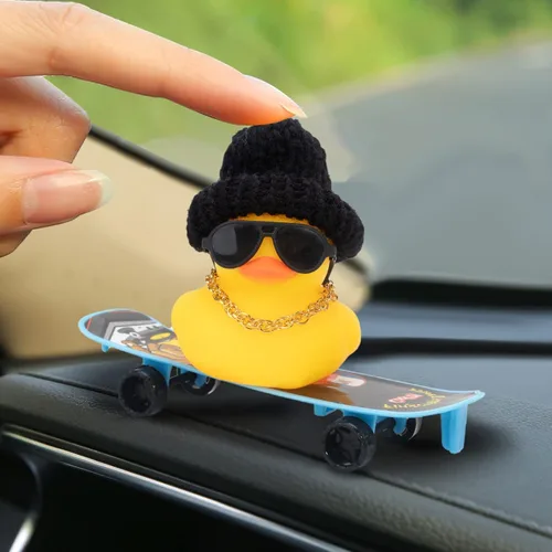 Vista 6 de wonuu Adorno de pato de goma para salpicadero de automóvil, accesorios de decoración para tablero de automóvil, accesorios de decoración con mini