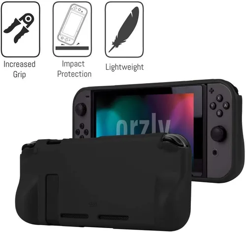 Vista 4 de Switch Accessories Bundle - Orzly Essentials Pack for Nintendo switch Case & Screen Protector, Grip Case, Games Holder, Headphones - Classic Black