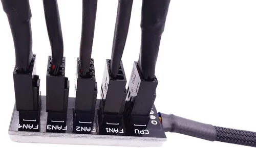 Vista 7 de Cable de extensión divisor de concentrador de ventilador, cable de fuente de alimentación de 1 a 5 vías, PWM, carcasa de placa base, adaptador