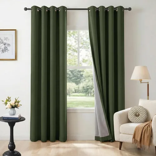 Vista 37 de Cortinas opacas de lino para dormitorio de 45 pulgadas de largo, cortinas beige con ojales para sala de estar, cortinas de oscurecimiento