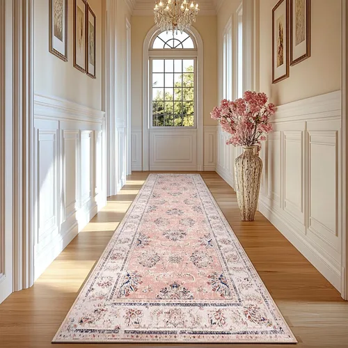 Vista 155 de jinchan Fiora - Alfombra lavable de área pequeña, alfombra de entrada floral de medio círculo de 2 x 3, tapete de media luna de pelo bajo, suave