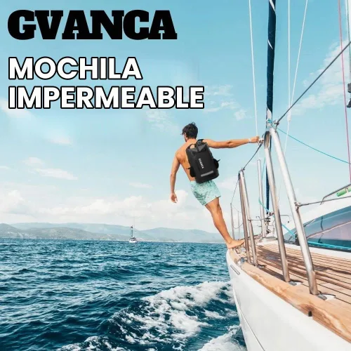 Vista 5 de Mochila seca impermeable con parte superior enrollable, saco seco flotante al aire libre, navegación, canoa, rafting, pesca, camping, 35L