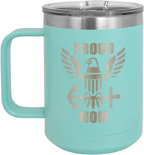 Vista 9 de PROUD NAVY MOM BLACK Taza de café de 15 oz con tapa deslizante Taza de café de viaje aislada Ideas de regalos del día de la madre de hijo o hija