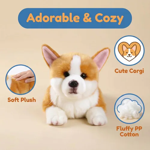 Vista 2 de CU-MATE Perro de peluche para niñas y niños (Louie Welsh Corgi)
