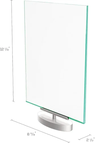 Vista 4 de deflecto Superior Image - Soporte giratorio para letreros con borde verde, inserto de 8.5 x 11 pulgadas, base plateada