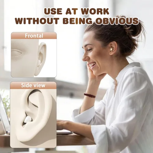 Vista 4 de Xmenha Mini auricular invisible pequeño inalámbrico blanco auricular para oídos pequeños canales mujeres dormir pequeños micro pequeños discretos