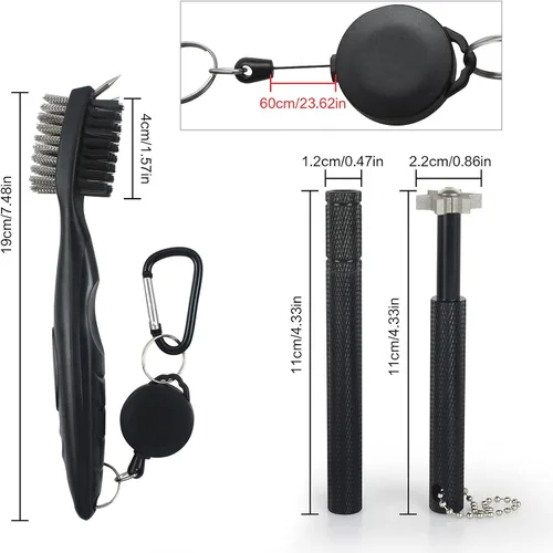 Vista 2 de VIPMOON Golf Club Cleaner Kit, 2 Pcs Groove Sharpener Regrooving Tool and 1 Pcs Retractable Club Cleaner Brush, Portable Groove Sharpener Tool for