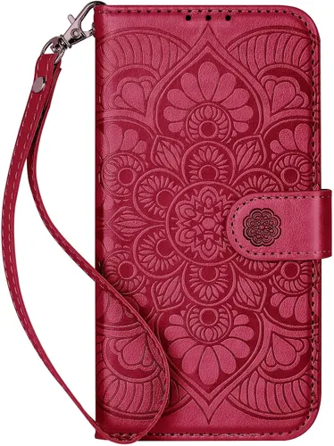 Vista 10 de Funda tipo cartera para iPhone 15, [bloqueo RFID] 3 tarjeteros con ranura para tarjeta de crédito, funda protectora magnética de cuero para iPhone