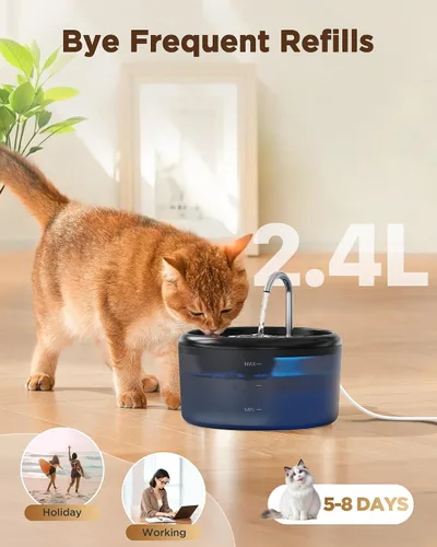 Vista 2 de Fuente de agua para gatos de interior: fuente de agua para mascotas - Fuente automática de agua para gatos - Dispensador de agua tipo grifo