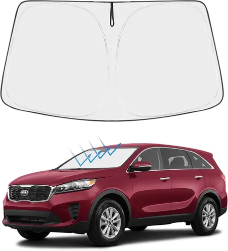Vista 97 de Proadsy Parasol para parabrisas Rivian R1S 2022-2025 2026 de 4 capas plegable, protector de parasol frontal que bloquea los rayos UV, mantiene