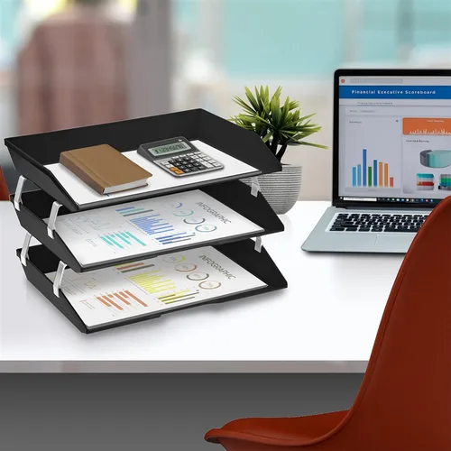 Vista 3 de acrimet Facility Triple Letter Tray color negro