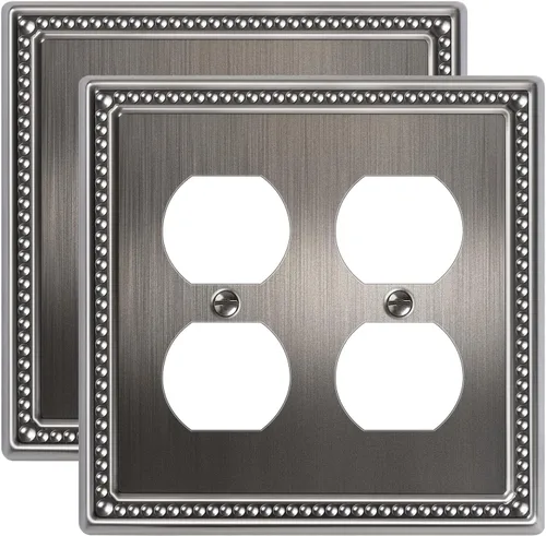 Vista 49 de Paquete de 2 cubiertas de placa de interruptor de luz de doble palanca, cubiertas decorativas de placa de doble interruptor Pearls, placa de pared