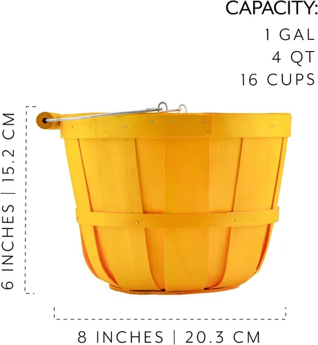 Vista 6 de Cornucopia Brands Cestas redondas de madera (paquete de 2, doradas); cubos de madera para frutas con asa, capacidad de 4 cuartos de galón; 6.1 Oro