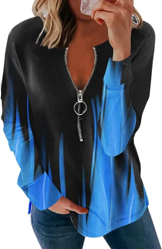 Vista 3 de TXIAOLLY Tunic Tops for Women Loose Fit,Womens Hooded Pullover Sweatshirts Half Zipper Crop Hoodie Cropped Long Sleeve Tops