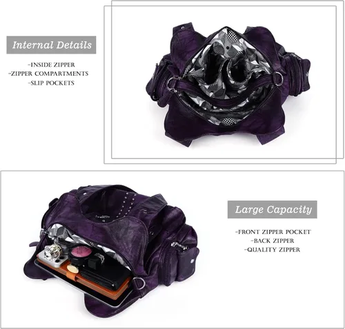 Vista 5 de Angel Kiss Bolsos de mano para mujer, de piel sintética suave, bolsas de hobo grandes para damas, asa superior, bolso de hombro, bolso con asa