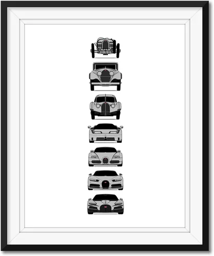 Vista 8 de Custom Car Posters Handmade Poster compatible with Bugatti Generations and Print of Best of Bugatti