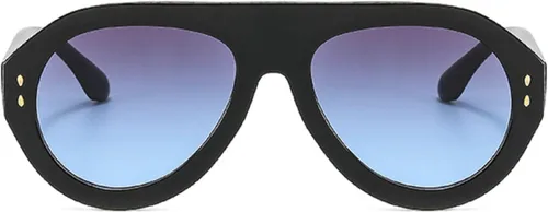Vista 9 de Gafas de sol de piloto de moda populares para mujer, sombras UV400 Remaches retro decoración gradiente tendencia hombres gafas de sol redondas Rojo