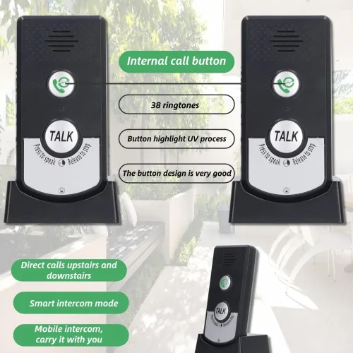 Vista 3 de Sistema de intercomunicación para el hogar, intercomunicador de voz de 2 vías, inalámbrico, sistema de intercomunicador para el hogar, súper largo