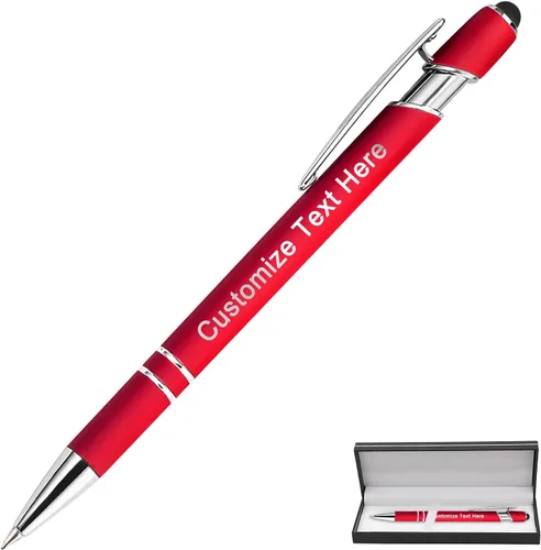 Vista 152 de Bolígrafos personalizados a granel con punta de lápiz capacitivo, 12 bolígrafos personalizados con logotipo de mensaje con nombre, bolígrafos