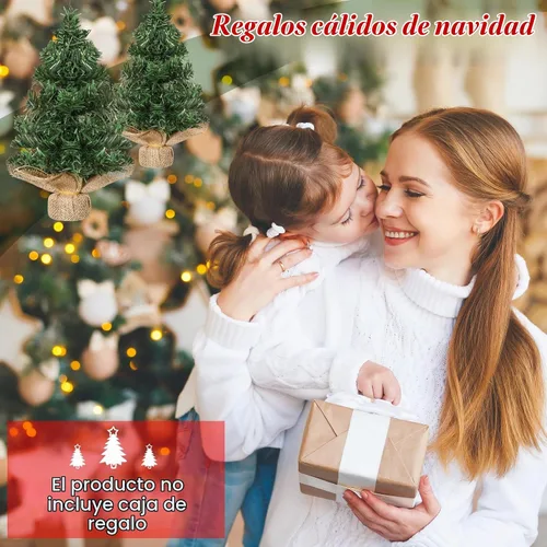 Vista 6 de Yinder 2 piezas de mini árbol de Navidad de mesa de 7.87 pulgadas, árbol de Navidad artificial en miniatura de pino con base de lino