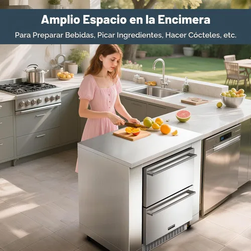 Vista 8 de BODEGA Gabinete de Cocina Exterior de Acero Inoxidable de 24 Pulgadas para Refrigerador de Bebidas, Módulo de Gabinetes de Electrodomésticos