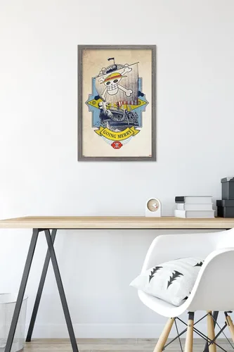 Vista 6 de Trends International Netflix One Piece - Póster de pared Going Merry de 14.72 x 22.37 pulgadas, versión enmarcada de madera de granero