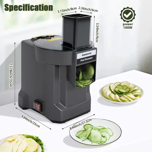 Vista 2 de Cortador de verduras comercial 3 en 1, procesador de verduras multifuncional de 110 V, picador de verduras eléctrico, máquina de ensalada