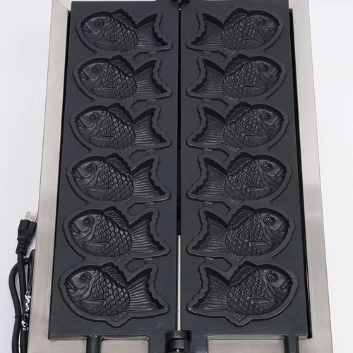 Vista 6 de Taiyaki - Máquina para hacer gofres de pescado, 3000 W, eléctrica antiadherente en forma de pescado, máquina eléctrica de gofres para perros