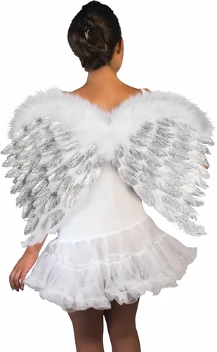 Vista 2 de Alas de ángel de plumas blancas con purpurina