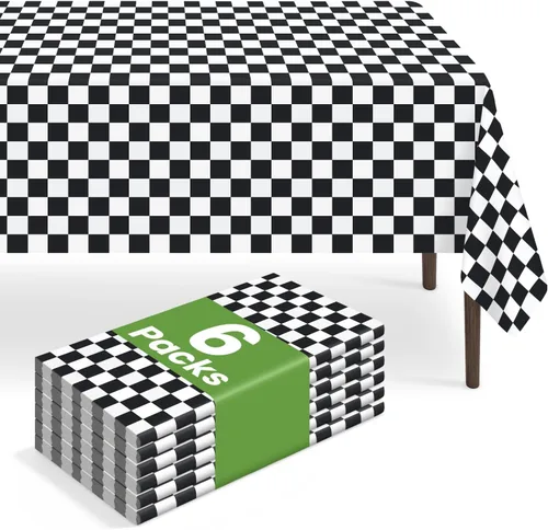 Vista 95 de Paquete de 2 manteles rectangulares desechables color negro, manteles de plástico negro para fiestas, 54 x 108 pulgadas, mantel de campamento