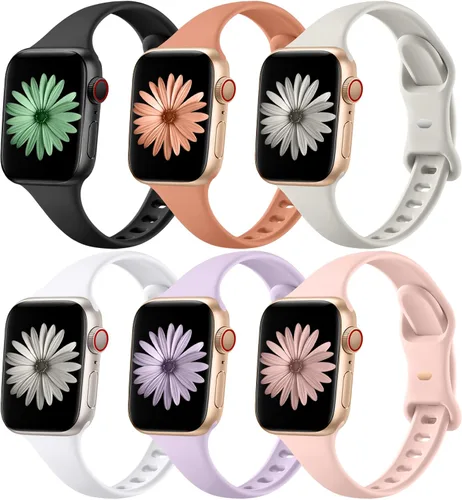 Vista 8 de Lerobo Paquete de 6 correas deportivas de silicona compatibles con Apple Watch Series 7, 8, SE, 6, 5, 4, 3, 2, 1