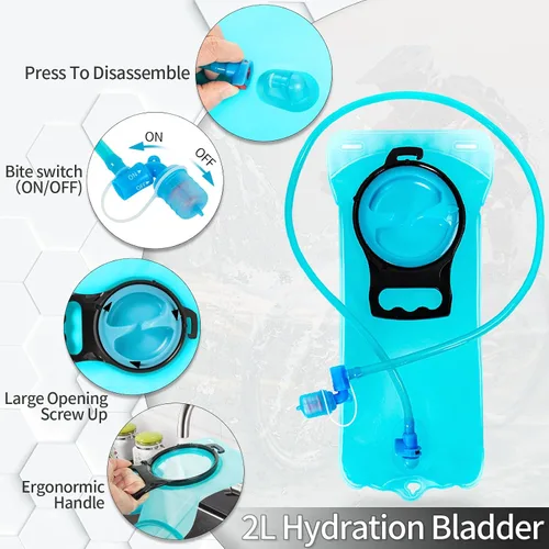 Vista 3 de Mochila de hidratación con vejiga de agua a prueba de fugas, mochila ligera de agua hidroeléctrica para rave, ciclismo, correr, senderismo, escalada