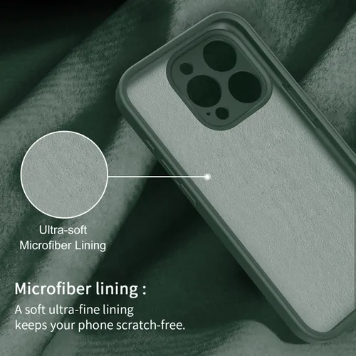 Vista 5 de bicol Funda para iPhone 15 Pro con protector de pantalla, protección mejorada del lente de la cámara, funda protectora de silicona líquida suave