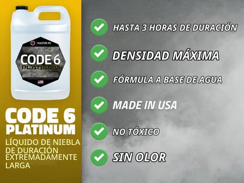 Vista 2 de Master FX Code 6 Platinum - Líquido de niebla a base de agua de 3 horas, 1 galón