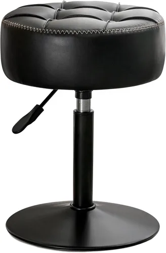 Vista 7 de LUE BONA Taburete de tocador ajustable, silla giratoria de 360° para sala de maquillaje, taburete negro para tocador, pequeños taburetes de tocador