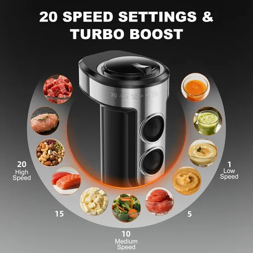 Vista 3 de Immersion Blender Handheld 1200W, 20-speeds Immersion Hand Blenders, Hand Mixer with Mining Beaker,Chopper,Whisk, Frother and Stick Blender Suitable