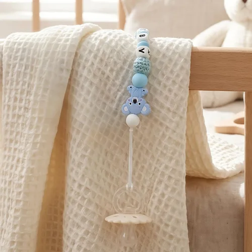 Vista 4 de Clip de chupete de koala personalizado con nombre, clips de chupete de silicona personalizados, regalo para bebé niño y niña (Koala)