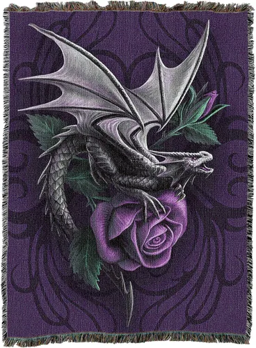 Vista 2 de Pure Country Weavers Anne Stokes - Manta de belleza de dragón de la colección Age of Dragons – Manta de fantasía para regalo tejida de algodón