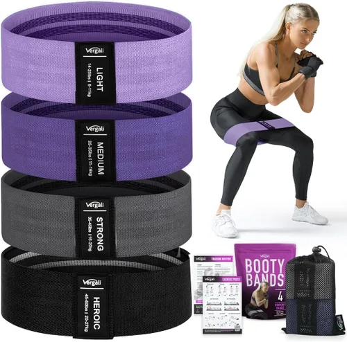 Vista 10 de Bandas de resistencia para entrenar con guía de bandas de entrenamiento. 4 bandas de entrenamiento para mujeres y hombres, bandas elásticas de tela