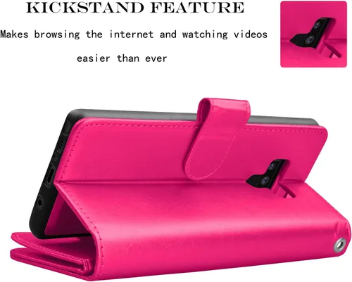Vista 5 de Njjex Funda tipo cartera para Galaxy Note 9, para Note 9, piel sintética de lujo [9 ranuras para tarjetas] Funda con tapa para tarjeta de crédito