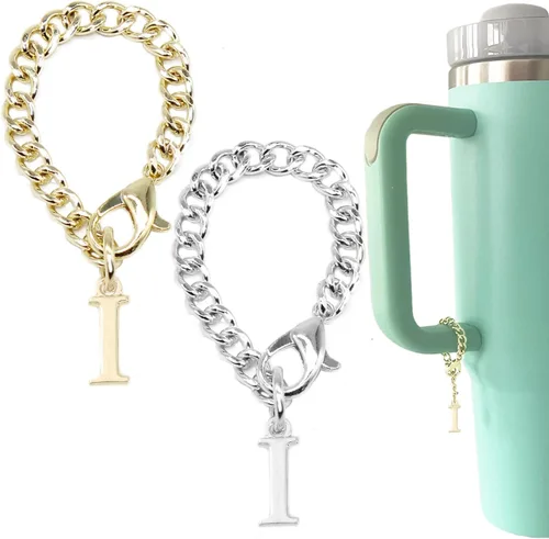 Vista 12 de Tovly 2 piezas de dijes de letras para Stanley Cup A-Z ID inicial colgantes personalizados para mango de vaso Stanley
