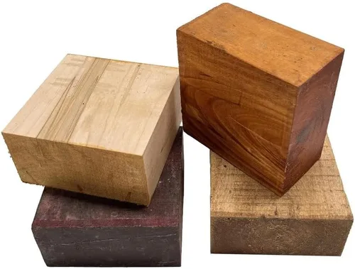 Vista 5 de Paquete combinado de 4, bloques cuadrados de madera dura para bricolaje carpintería para manualidades y proyectos de madera