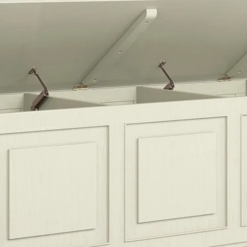 Vista 8 de SIMPLIHOME Connaught - Banco de baúl de madera maciza de 51 pulgadas de Blanco antiguo