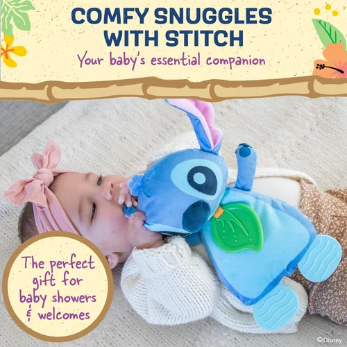 Vista 4 de Kids Preferred Disney Baby's Lilo and Stitch - Juguete sensorial de peluche y mordedor arrugado para bebés recién nacidos, niños y niñas de 10