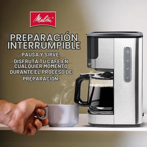 Vista 3 de Melitta Aroma Tocco - Cafetera de goteo de vidrio de 10 tazas, automática y programable, capacidad de 96 onzas con 5 filtros de café, color negro