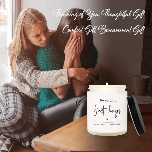 Vista 7 de Shqiueos Regalos de condolencia para la pérdida de un ser querido - Sin palabras, solo abrazos, vela perfumada de lavanda, idea de regalo de duelo