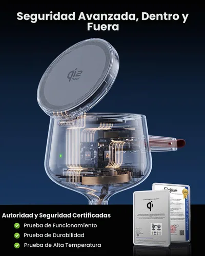 Vista 7 de GEEKERA Estación de carga 3 en 1 de carga rápida certificada Qi2.2 de 25W Gris fantasma